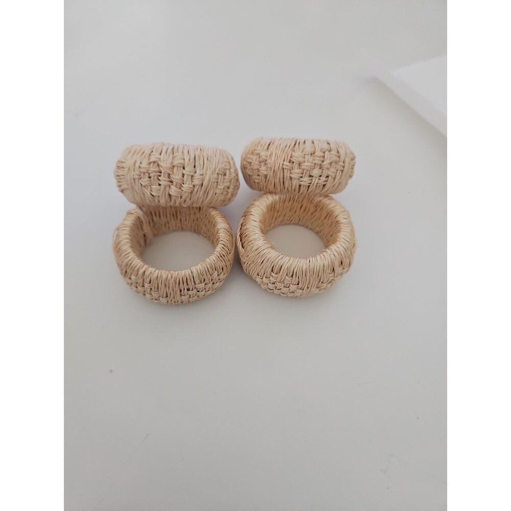 Set of 4 Rustic Jute Napkin Rings - 2.5" Braided Burlap Boho Napkin Holders